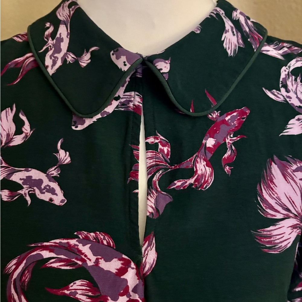 Modcloth Button Down Blouse Collar Sz Medium Koi … - image 4